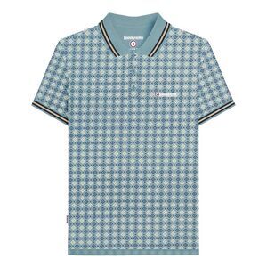 Lambretta Mens SS25 Geometric Polo Shirt / Smoke Blue